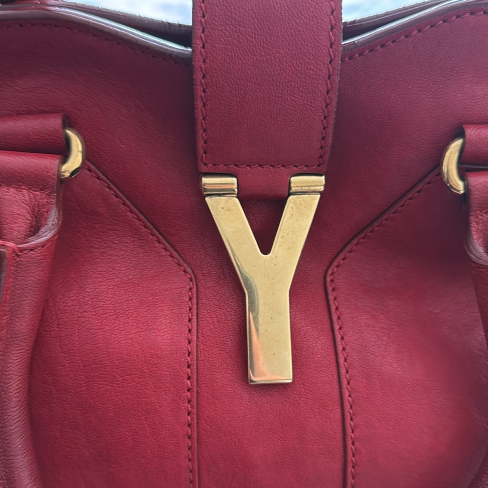 Yves Saint Laurent Red Leather Cabas Tote Bag - Picture 3 of 8